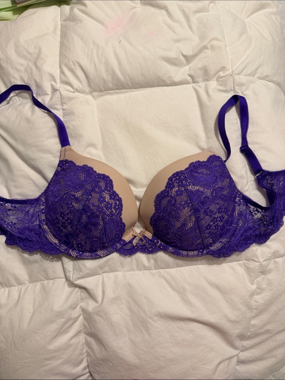 Victoria's Secret Purple Lace Push-Up Bra with Nude Cups